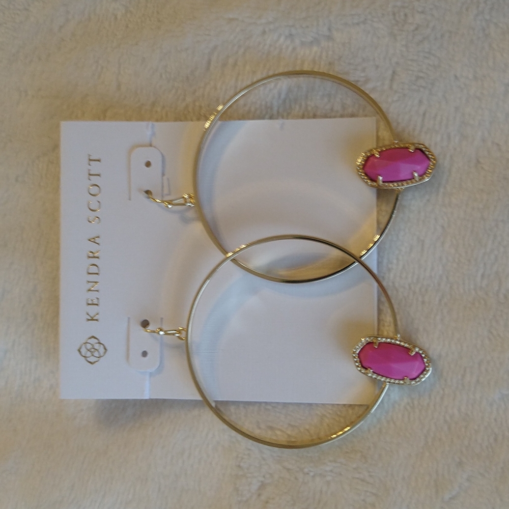 NWOT Kendra Scott Elora Gold Magenta Earrings New - Picture 5 of 9